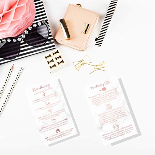 Microblading Aftercare Cards | 50 Pack | 3.5x2" Disposable Care Instructions | Rose Gold Glitter Marble Design - görsel 18
