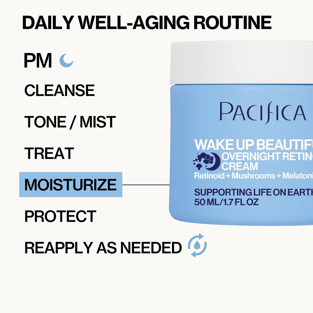 Pacifica Wake Up Beautiful Retinoid Night Cream – Overnight Anti-Aging Moisturizer with Hyaluronic Acid & Melatonin, Reduces Wrinkles & Fine Lines, Hydrating and Gentle for Dry or Mature Skin, Vegan Avelisse