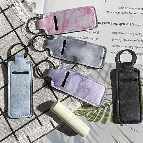 5-Piece Marble Chapstick Clip-On Sleeve Pouch Neoprene Keychains Lipstick Holder Elastic Lip Balm Holster Keychain Holder for Travel - görsel 14