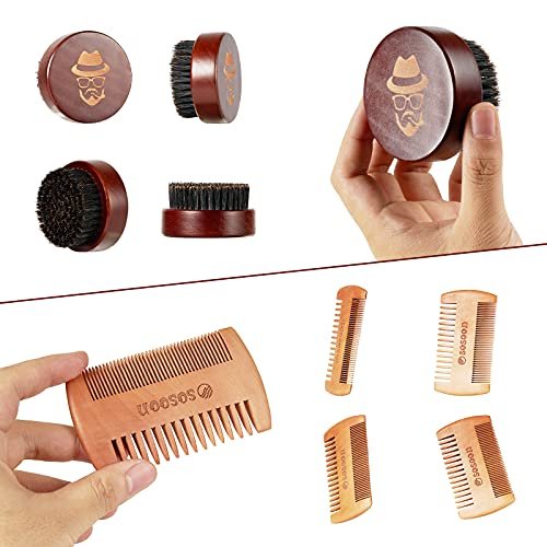 Pure Boar Bristle Beard Brush – Black Walnut Wood Comb for Taming & Softening Facial Hair - görsel 14