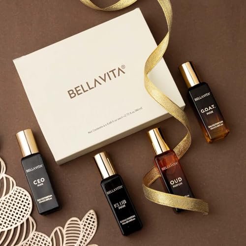 Bellavita Luxury Men's Perfume Gift Set: CEO Man, G.O.A.T., Klub, and Oud | 80ml Long-Lasting Fragrance Collection Avelisse