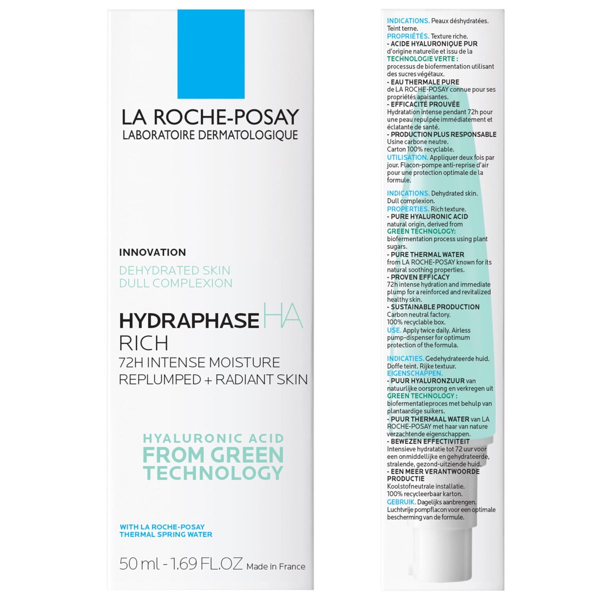 La Roche-Posay Hydraphase HA Rich Moisturizer for Dry Skin - Hyaluronic Acid Face Cream, 72HR Hydration, Oil-Free, Non-Comedogenic, 50 ML (1.69 fl. oz.) - görsel 14