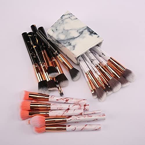 10-Piece Marbled Makeup Brush Set with Foundation, Eye Shadow, Concealer & Blush Brushes – Complete Tool Kit - görsel 8
