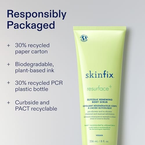 Skinfix Glycolic Renewing Scrub - Dual-Action Exfoliating Body Treatment with Lactic Acid, 8 oz - Vegan & Cruelty Free Avelisse