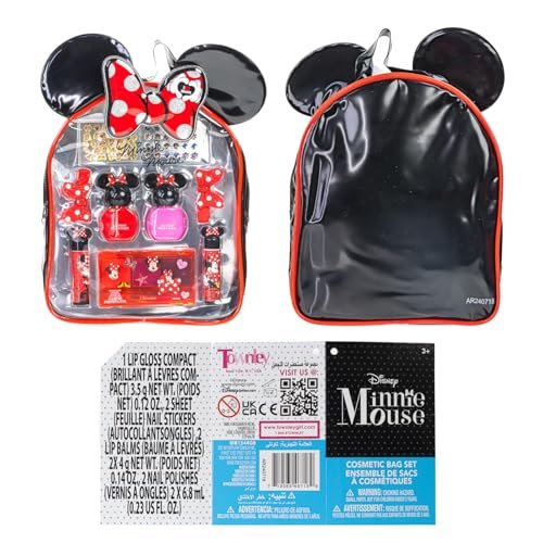 Disney Minnie Mouse Cosmetic Makeup Gift Bag Set – Lip Gloss, Nail Polish & Hair Accessories for Kids Girls Ages 3+ by Townley Girl Avelisse