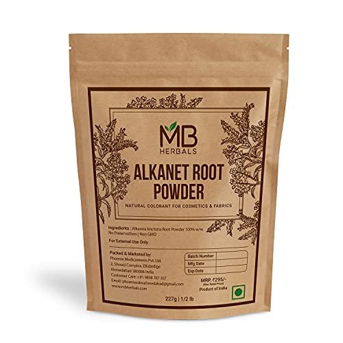 MB Herbals Alkanet Root Powder 8 oz (227 g) - Natural Ratanjot Coloring Agent for Cosmetics, Fabrics & Hair Growth Avelisse