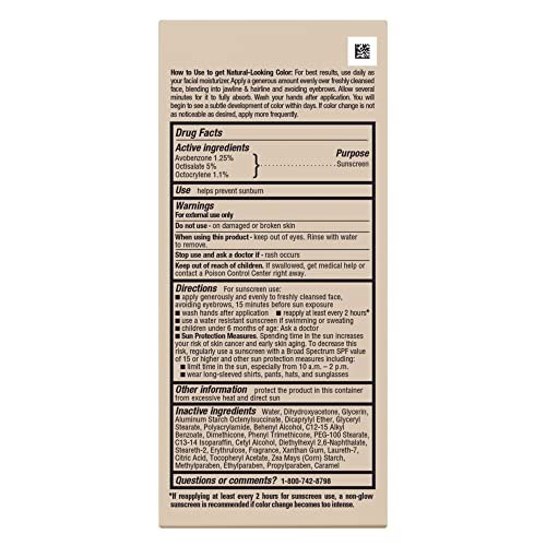 Jergens Natural Glow Face Self Tanner Lotion SPF 20, Sunless Tanning, Fair to Medium Skin Tone, Daily Facial Sunscreen, Oil-Free, Broad Spectrum UVA and UVB Protection, 2 Oz, Pack of 2 - görsel 16