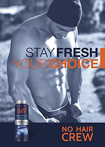 No Hair Crew Intimate Dry & Fresh Body Powder for Men - Sweat Defense & Odor Control Deodorizer, 3.5 oz Avelisse