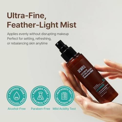 ACWELL Licorice pH Balancing Essence Hydrating Face Mist – Ultra-Fine Mist with Triple Hyaluronic Acid & Panthenol for Sensitive Skin, 3.38 fl oz Avelisse