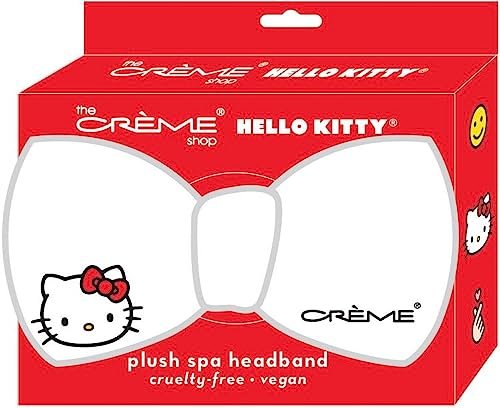 The Creme Shop x Hello Kitty Classic White Teddy Headband – Soft Fluffy Spa Headband for Skincare & Face Washing Avelisse