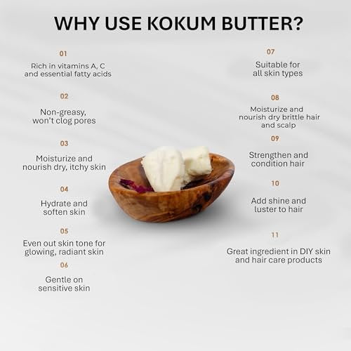 Nourichesse Kokum Butter - 1 LB (16oz) Block. Pure, Unrefined Butter for Skin & Hair Moisturizer. DIY Soap, Balm, Cream Base. - görsel 14