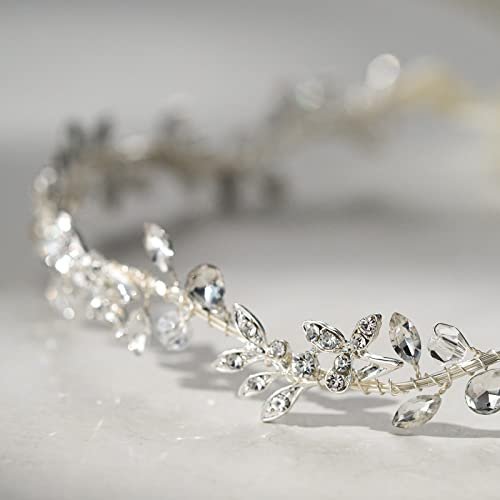 SWEETV Rhinestones Bridal Headband Silver Crystal Wedding Headpiece for Bride Bridesmaid Flower Girl Hair Accessories Avelisse