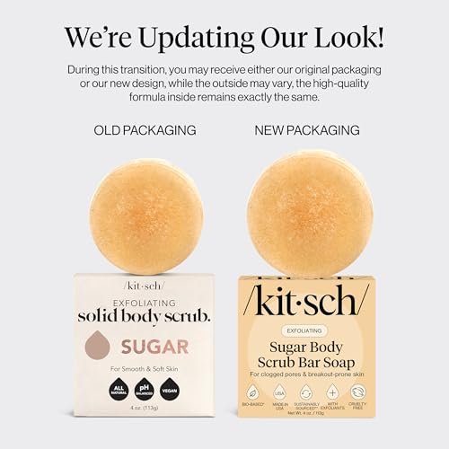 Kitsch Exfoliating Sugar Body Scrub Bar Soap – Hydrating & Polishing Body Scrub with Walnut Shell & Coconut Oil for Smooth, Glowing Skin – Made in USA, 4 oz - görsel 16