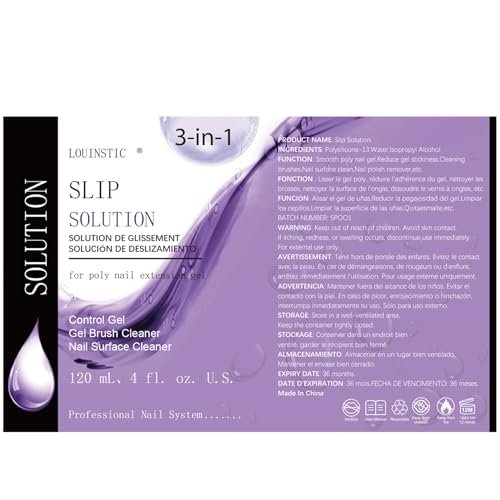 LOUINSTIC Slip Solution for Poly Extension Gel - 4oz Professional Anti-Stick Liquid, Nail Brush Cleaner, Easy to Use for Beginners - görsel 14