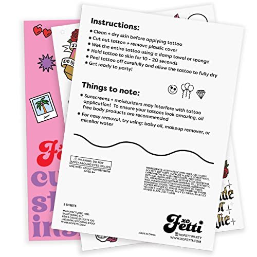 xo, Fetti Bride or Die Bachelorette Temporary Tattoos - 48 Foil Styles | Til Death Do Us Party Bach Decoration, Bridesmaid Favor, Bride to Be Gift + Bridal Shower Supplies - görsel 16