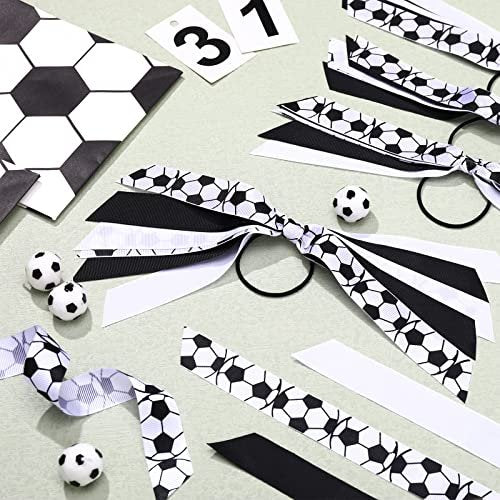 MTLEE Soccer Hair Ties - 10 Pack Ribbon Scrunchies for Girls & Women, Football Pattern Ponytail Holders, Elastic Hair Ties for Sports - görsel 14