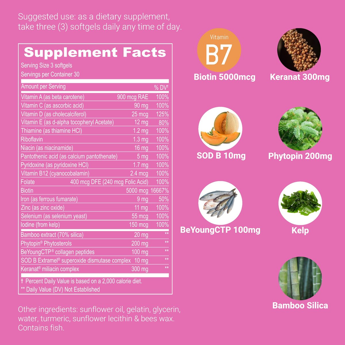 UpNourish Hair Growth Vitamins for Women - Proven Formula with KERANAT, DHT Blocker PHYTOPIN, Biotin 5000 mcg & SOD - 90 Count Avelisse