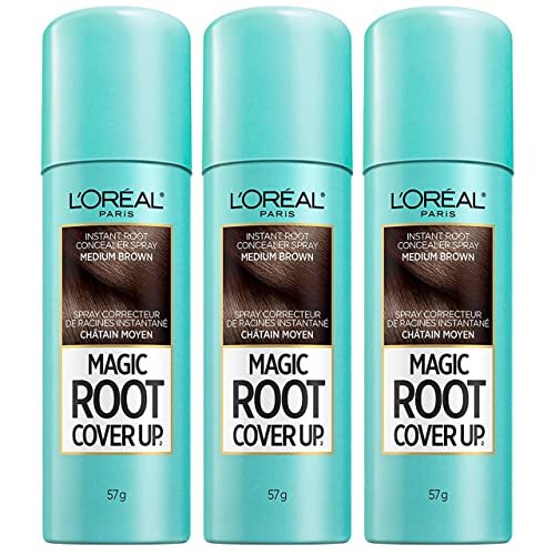 L'Oreal Paris Root Cover Up Hair Color Touch Up Spray, Medium Brown, 2 Ounce (Pack of 3) Avelisse