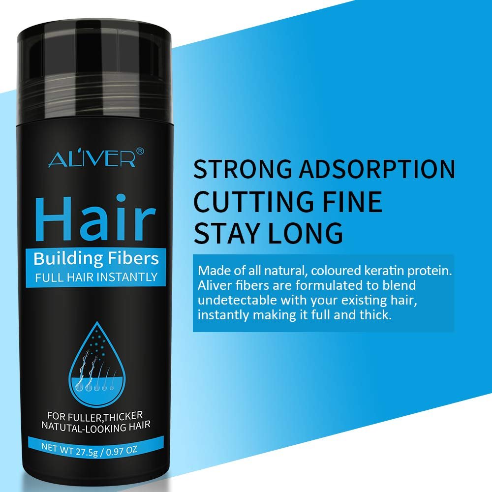ELAIMEI Black Hair Fibers for Thinning Hair - Natural Unscented Powder for Men & Women (Black, 0.97 oz) - görsel 18