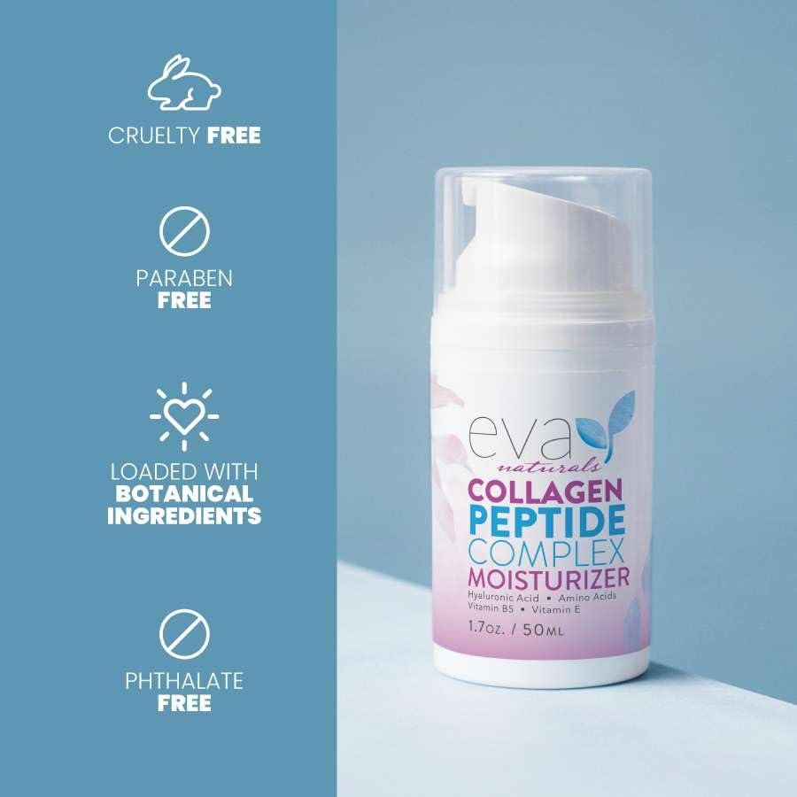 Eva Naturals Collagen Peptide Complex Moisturizer – Face Cream with Multi-Peptides, Hyaluronic Acid, Amino Acids, Vitamin B5 and E – Rich Night Lotion for Youthful Glow and Fine Line Care – 1.7 Fl Oz Avelisse