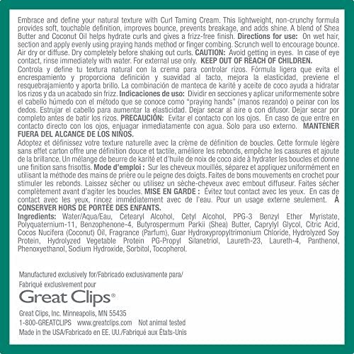 GREAT CLIPS Solutions Curl Taming Cream – 6 oz – Enhance & Define Curls for a Tame, Polished Look Avelisse