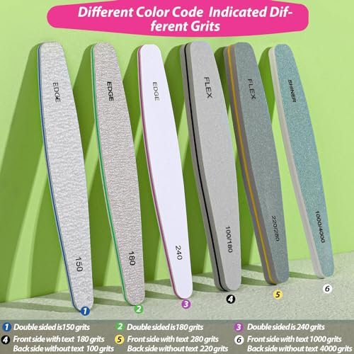 Teenitor 12pcs Nail Files and Buffers Kit - 100/180 Grit Emery Boards for Natural Nails, Nail Buffer Block Set for Women - görsel 14
