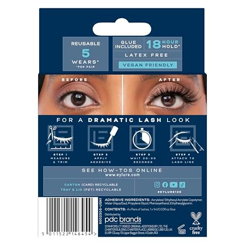 Eylure Dramatic Definition No. 126 Eyelashes Multipack - 4 Pairs of Black Synthetic False Lashes - görsel 14