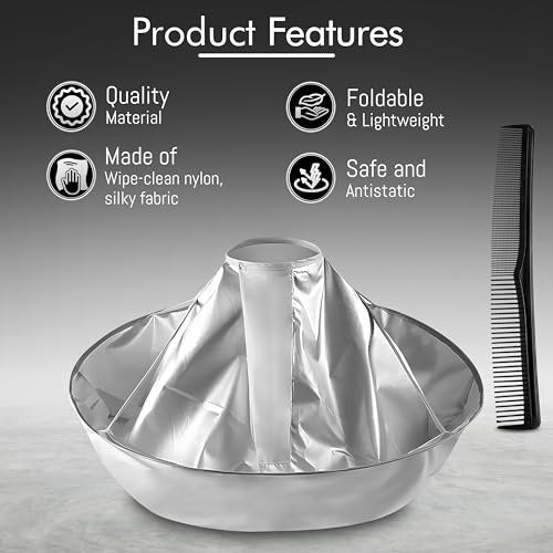 Professional Hair Cutting Cape – Adjustable Nylon Salon Barber Cape for Men & Women (Silver Gray) - görsel 14