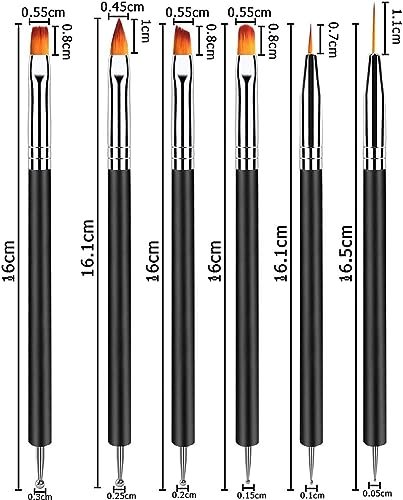 Lofuanna Nail Art Brush Set - 6pcs Double Ended Fine Nail Liner Brush, Dotting Pen & Builder Gel Brush for DIY Manicure - görsel 14
