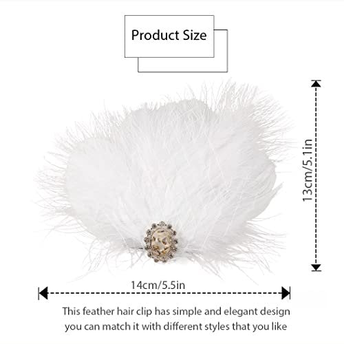 GENBREE White Feather Hair Clip Fascinator - 1920s Gatsby Headpiece for Women - görsel 14