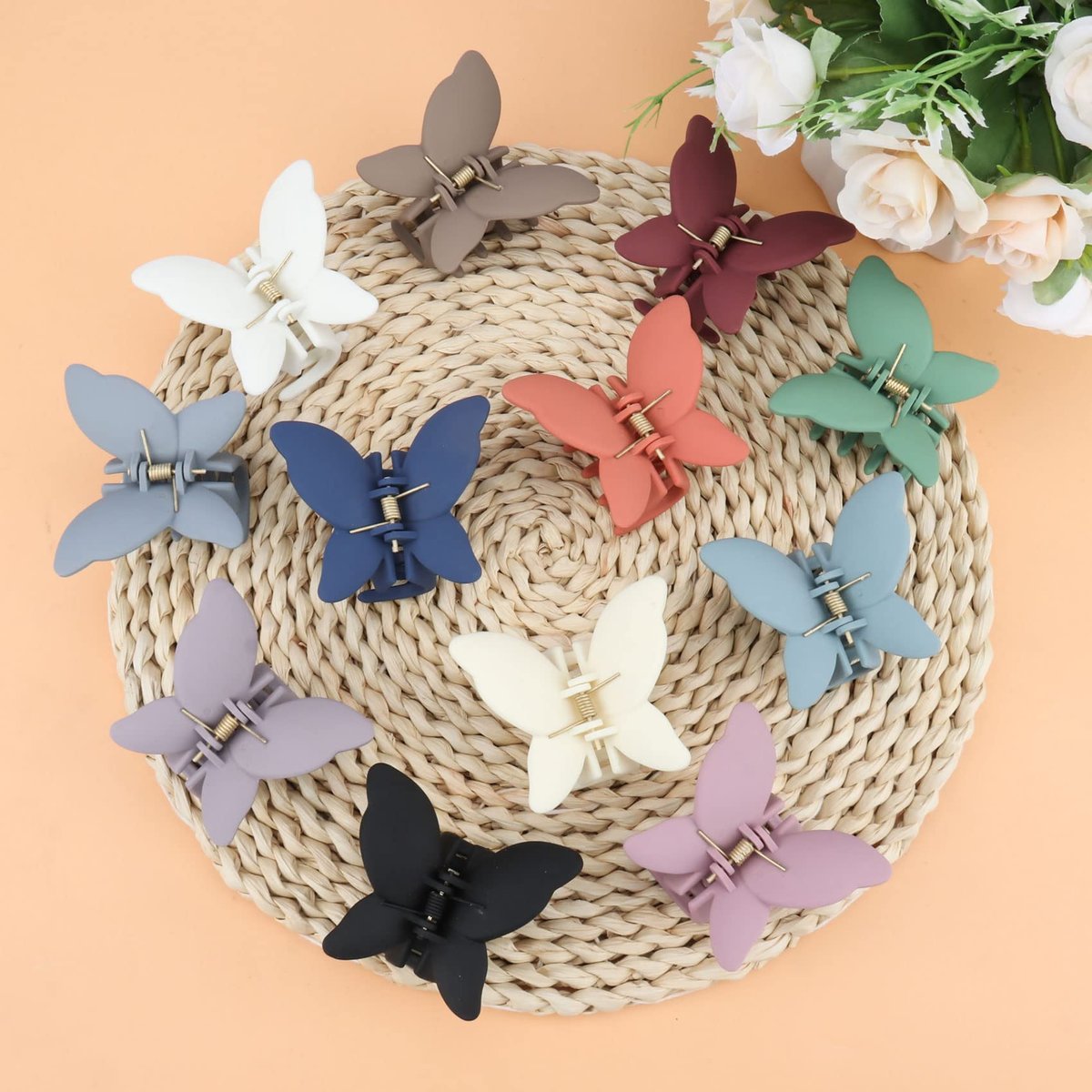 12 Pcs Cute Butterfly Claw Hair Clips – 2.6 Inch Non-Slip Matte Jaw, Strong Hold for Thick & Thin Hair (12 Colors) - görsel 14