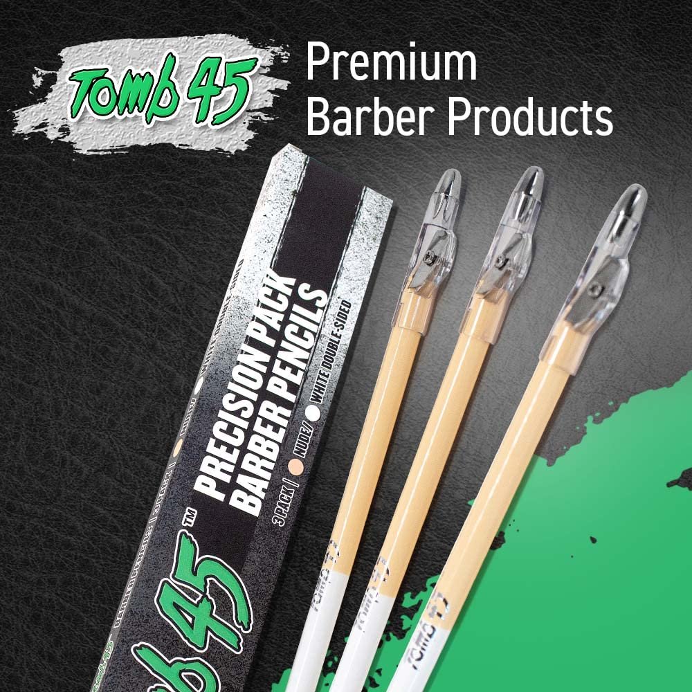 Tomb45 Precision Barber Pencil - 3 Pack Hairline & Beard Trace Guide with Sharpener Avelisse