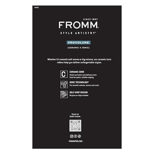 Fromm ProVolume Self-Grip Ceramic Ionic Thermal Hair Rollers – Set of 12 (Six 2" & Six 2.5") for Volume, Soft Waves & Curtain Bangs Avelisse