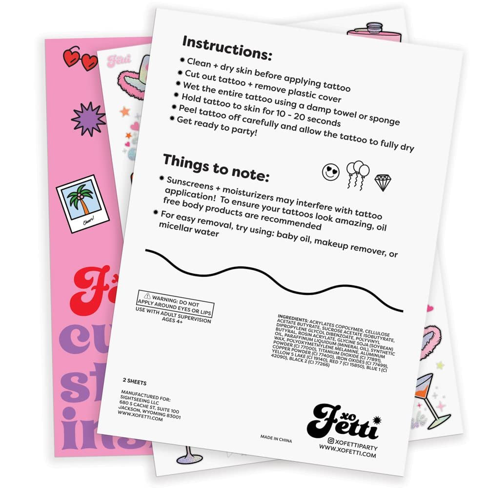 xo, Fetti 21st Birthday Party Temporary Tattoos – 48 Pcs Fun Bday Girl Decorations, Finally 21, RIP Fake ID, Disco Cowgirl, Twenty One Tiara - görsel 14