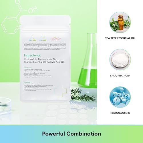 BIORICA Pimple Patches with Tea Tree Oil - 216 Hydrocolloid Acne Patches for Face, Blemish Dots, Pimple Stickers - görsel 16