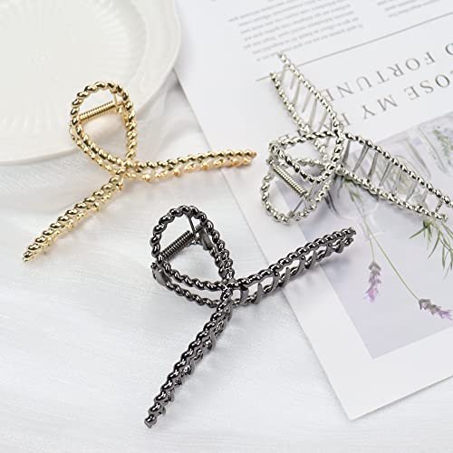 Bphne 3 Pack Metal Hair Clips for Women – 4.5 Inch Large Non Slip Claw Clips with Strong Hold, Heavy Duty Jaw Hair Clamps for Thick Hair (Gold, Silver, Black) - görsel 12