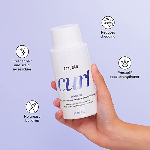 COLOR WOW Curl Wow Hooked 100% Clean Shampoo – Sulfate-Free with Root-Locking Technology for Curly Hair, Reduces Shedding, 10 Fl Oz Avelisse