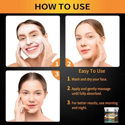Retinol Cream for Face with Hyaluronic Acid - Anti Aging Moisturizer with Collagen for Women and Men, Reduces Wrinkles and Fine Lines, Day and Night Cream, 1.7 Fl Oz - görsel 12