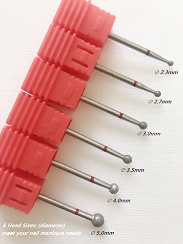 SQULIGT 6Pcs Nail Drill Bits - Ball Head 3/32'' Cuticle Clean Nail Bit for Electric Nail File, Acrylic Manicure Pedicure Gel Polishing, Nail Salon Supply - görsel 8