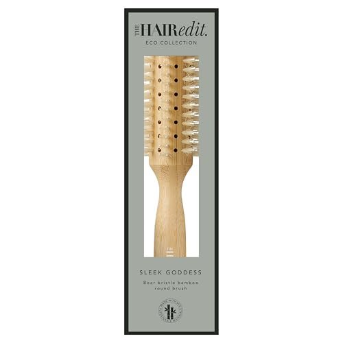 The Hair Edit Sleek Goddess Boar Bristle Bamboo Round Brush – Vented Blowdry Brush for Smooth Shine & Flyaway Control, Lightweight Eco-Friendly Hairbrush for Women Avelisse