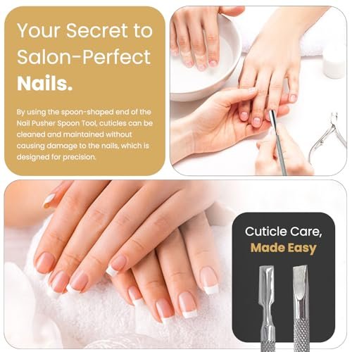 Professional Cuticle Pusher Tools - Dual Sided Stainless Steel Cuticle Remover and Trimmer for Manicure & Pedicure - 2 Pack Set by Krisp Beauty - görsel 14