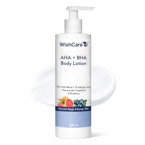 WishCare 10% AHA + 1% BHA Body Lotion for Men & Women - Exfoliating Body Lotion for Dry Skin, Detans, Smooths Rough & Bumpy Skin - 200ml - görsel 14
