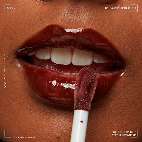 NYX PROFESSIONAL MAKEUP Fat Oil Lip Drip - Moisturizing Lip Oil Gloss, Vegan Tinted Formula, Up to 12 HR Hydration - Status Update (Rich Chocolate) - görsel 16