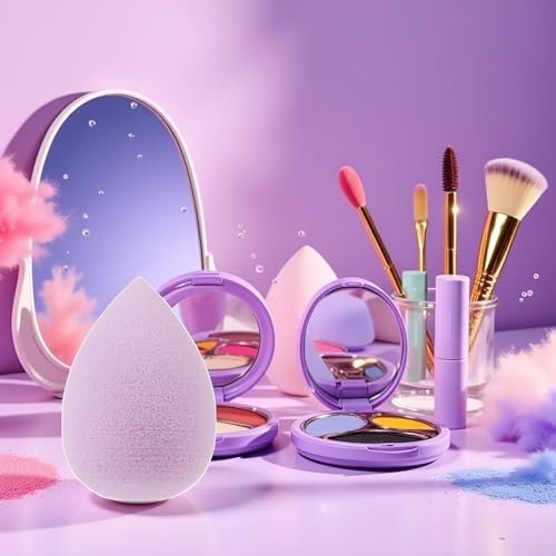 6-Piece Mini Makeup Sponge Set – Small Black Beauty Blender for Foundation, Concealer, Powder, Highlight & Eye Shadow (Purple) - görsel 16