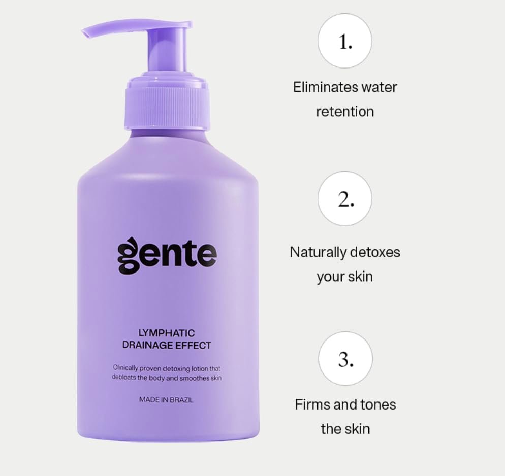 Gente Lymphatic Drainage Effect Body Lotion – Firming & Sculpting Cream for Water Retention, Bloating & Cellulite Appearance – Hydrating Brazilian Formula with Caffeine, Guarana & Açaí – 6.7 oz Avelisse