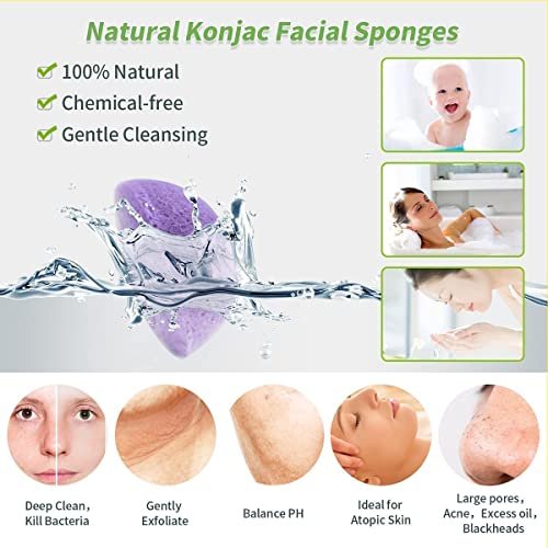DYS Farm Konjac Face Sponges for Cleansing and Exfoliating – Natural Bamboo Charcoal Konjac Facial Sponges for Oily, Dry, Sensitive Skin – 6-Pack Skincare Tool - görsel 14