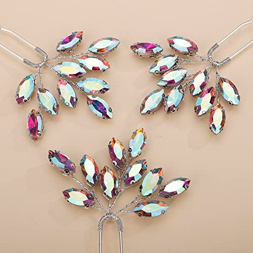 Teyglen 3pcs Bridal Crystal Hair Pins - Rhinestone Wedding Hair Accessories for Women Bride Girls (Ab Color) - görsel 10