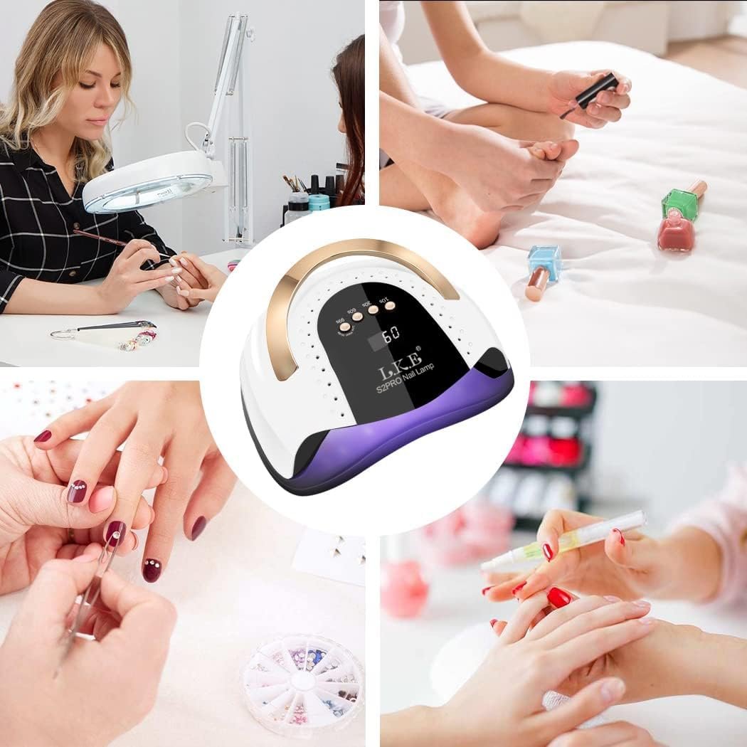 268W UV LED Nail Lamp - LKE Professional Nail Dryer for Gel Polish with 4 Timers, 57 Beads & Auto Sensor (White) Avelisse
