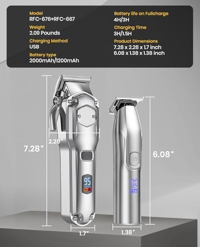 Romanda Cordless Hair Clippers and Trimmers Set for Men – Professional Barber Clippers Kit with Stainless Steel Blades Avelisse