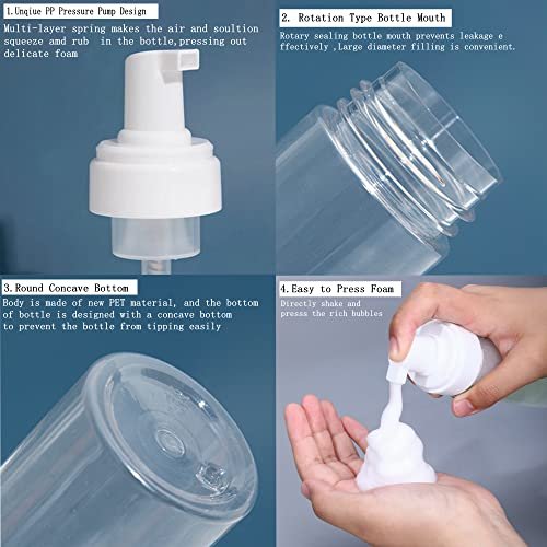 2-Pack 200ml/7oz Foaming Pump Bottle Dispenser - Transparent Empty Spray Bottles for Hand Soap, Dish Soap & More - Ombre Plastic - görsel 12